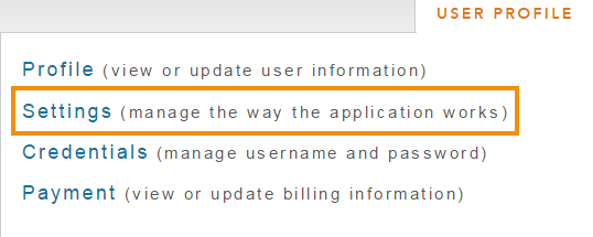 Configuraciones del perfil de usuario